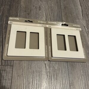 2X Lutron Claro Wall plate Gloss Light Almond CW-2B-LA No Visible Screws 2 Gang